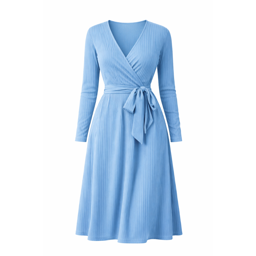 Adriana Ribbed Wrap Dress