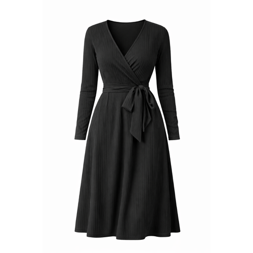 Adriana Ribbed Wrap Dress