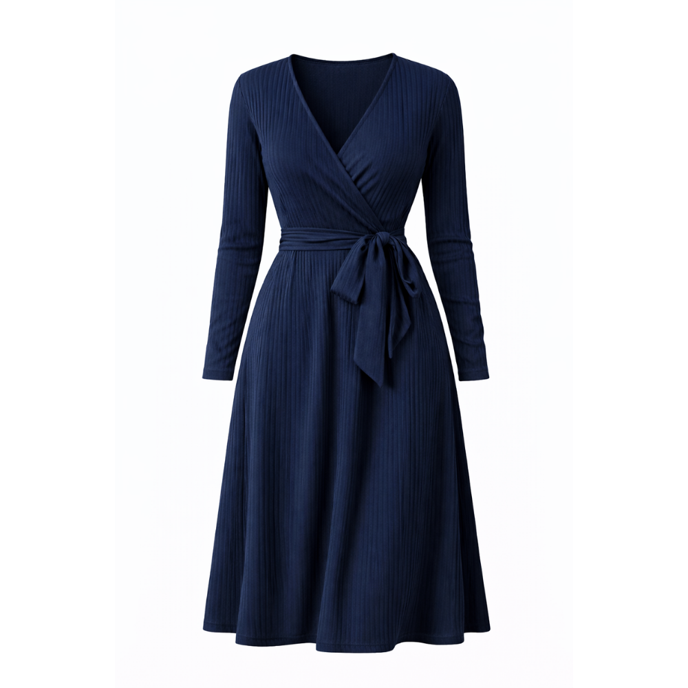 Adriana Ribbed Wrap Dress