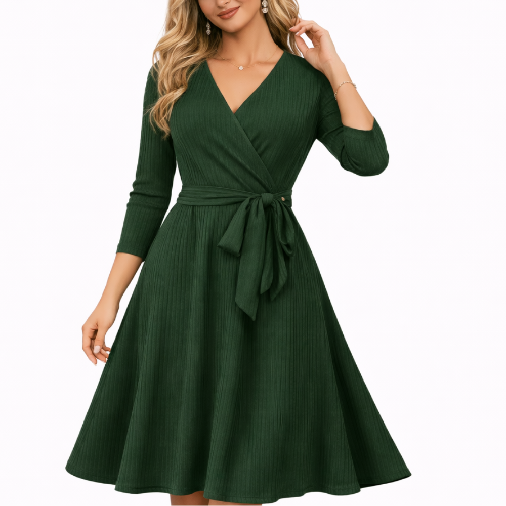 Adriana Ribbed Wrap Dress