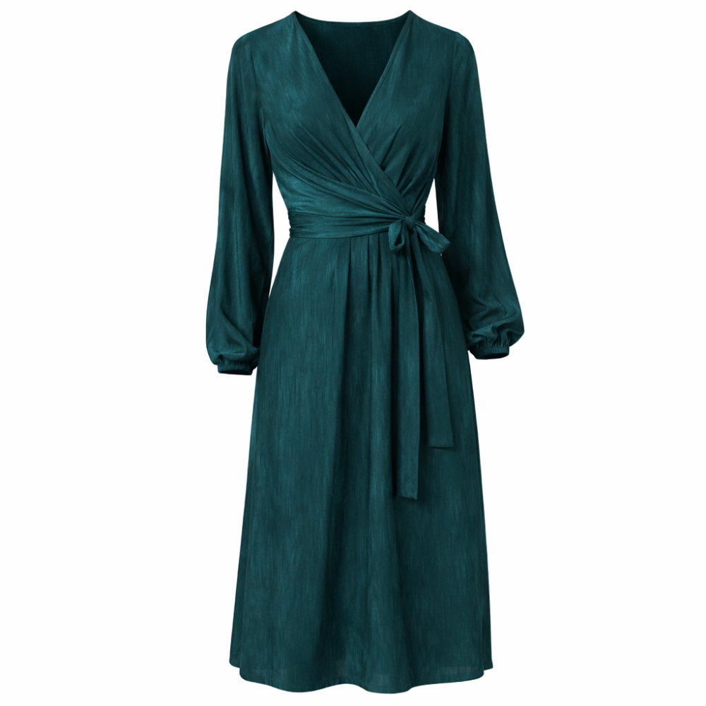 Elara Long Sleeve Wrap Dress