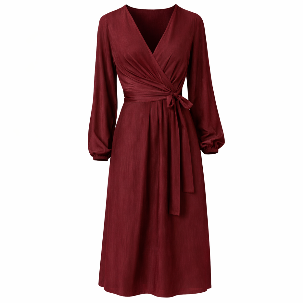 Elara Long Sleeve Wrap Dress